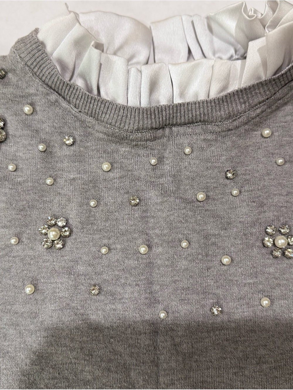 Ontwelfth Embellished Grey Crewneck Sweater - Picture 3 of 11